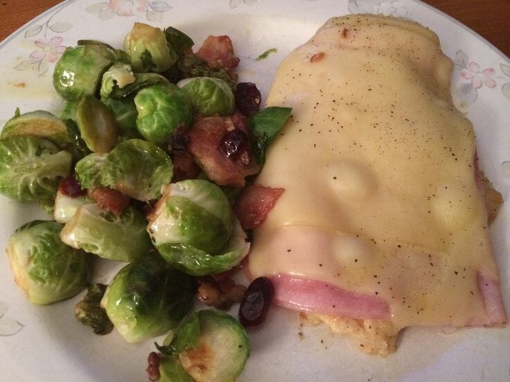 Chicken Cordon Bleu with roasted brussel sprouts