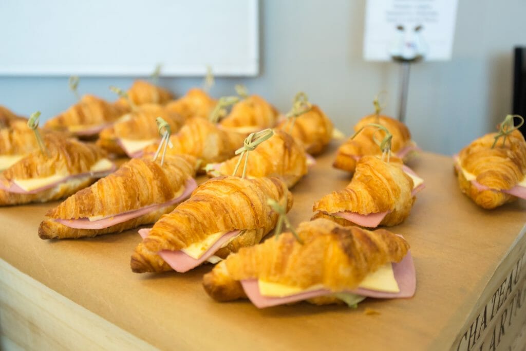 Aromatic croissant with cheese and ham